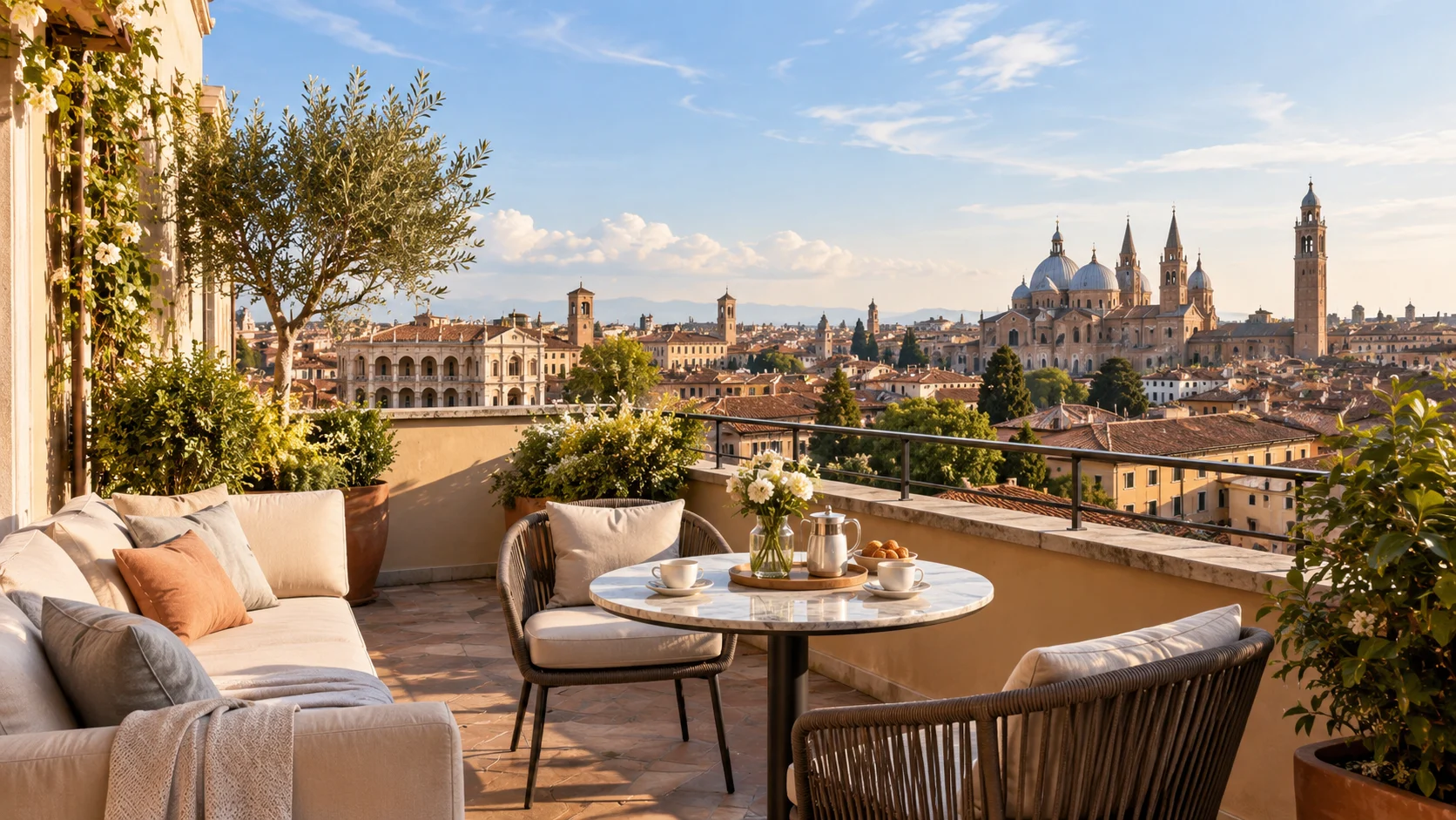 Terrazza di un appartamento Tailor Homes nel centro storico di Padova
